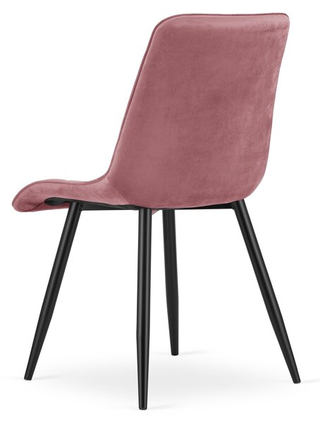 Scaun de masa SPLIT VELVET cu picioare negre, roz inchis