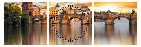 Tablou - Praga (cu ceas) (90x30 cm)
