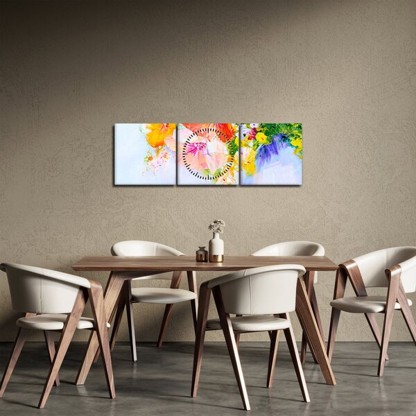 Tablou - Flori,pictură (cu ceas) (90x30 cm)