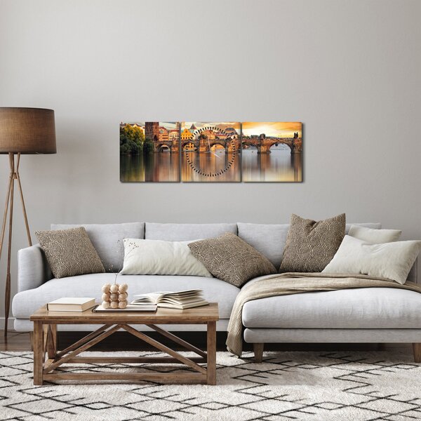 Tablou - Praga (cu ceas) (90x30 cm)
