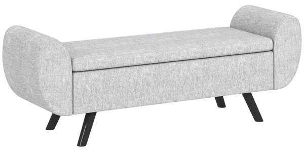 HOMCOM Bancă cu Spațiu de Depozitare cu Cotiere din Țesătură și Lemn 132x42x50 cm Gri | Aosom Romania