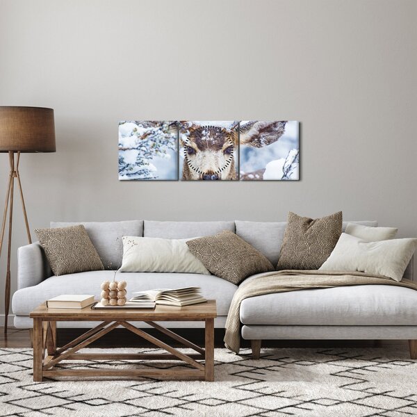 Tablou - Cerbul catâr (cu ceas) (90x30 cm)