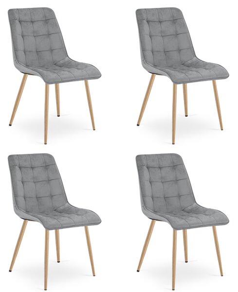 Scaun de masa SPLIT VELVET, gri deschis
