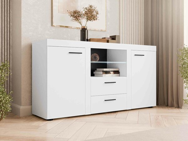 Comodă Univio, Alb, PAL laminat, 82x157x40cm, 51 kg