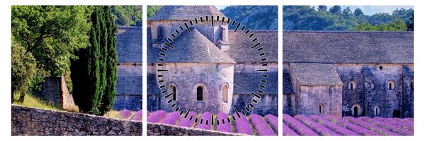 Tablou - Câmp de lavandă (cu ceas) (90x30 cm)