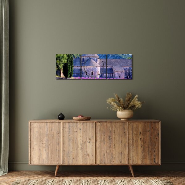 Tablou - Câmp de lavandă (cu ceas) (90x30 cm)