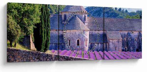 Tablou - Câmp de lavandă (cu ceas) (90x30 cm)