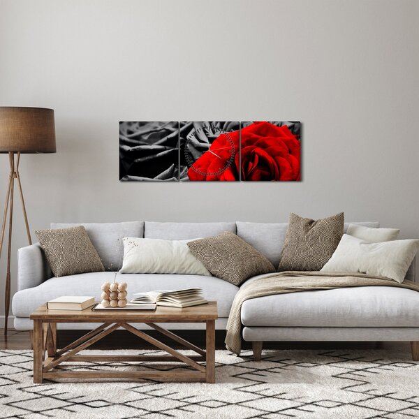 Tablou - Trandafir (cu ceas) (90x30 cm)