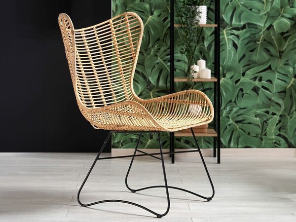 Scaun de exterior Houston 486, Maro deschis, Ratan, 103x69x70cm, 10 kg