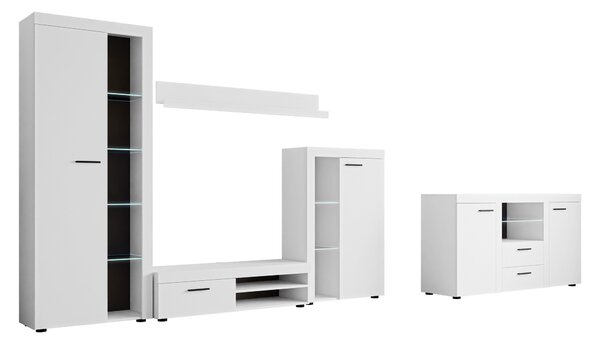Set de living Univio I, Alb, Sticlă, PAL laminat, 146 kg