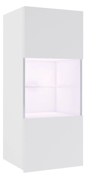 Dulap de perete Remus I, Alb, Alb lucios, Sticlă călită, PAL laminat, 117x45x32cm, 20 kg