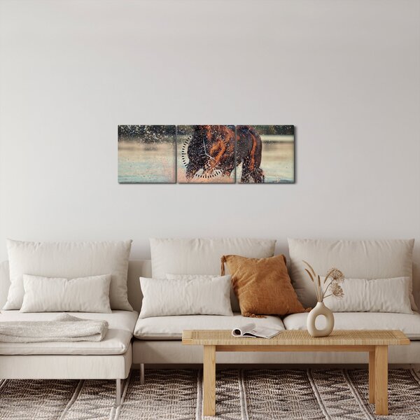 Tablou - Cal care aleargă (cu ceas) (90x30 cm)
