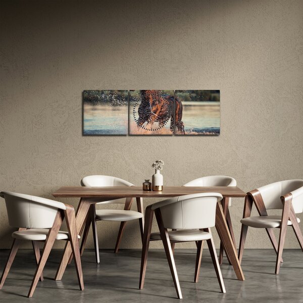 Tablou - Cal care aleargă (cu ceas) (90x30 cm)