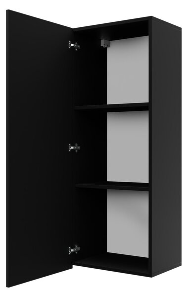 Dulap de perete Remus III, Negru, Negru lucios, PAL laminat, 117x45x32cm, 19 kg