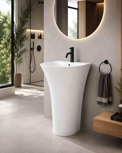 Lavoar de podea freestanding Rea Rita Slim Alb