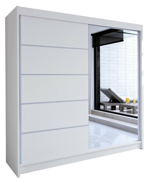 Dulap Closico Cavaris III, Alb, 215x180x58cm, 151 kg, Uși dulap: Glisante, Numărul de rafturi: 5, Numărul de rafturi: 5
