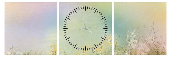 Tablou - Pajiște pictată 2 (cu ceas) (90x30 cm)