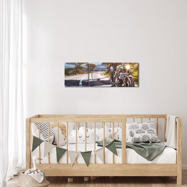 Tablou - Motociclist (cu ceas) (90x30 cm)