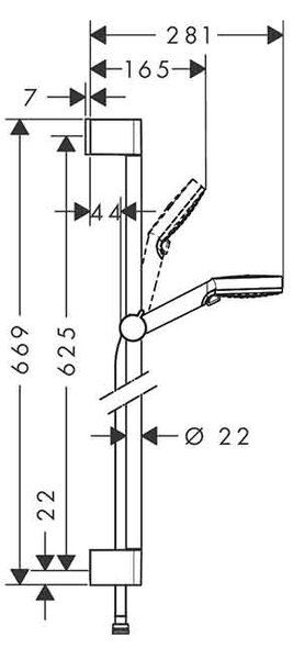 Set de duș, Hansgrohe Crometta Vario EcoSmart, cu bară 65 cm, alb-crom