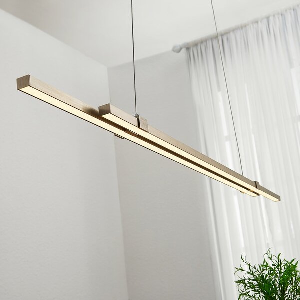Lucande Lampa suspendată cu bară LED Tymon, îngustă, extensibilă, reglabil, Gri, Camera de zi / sufragerie, Metal, Modern