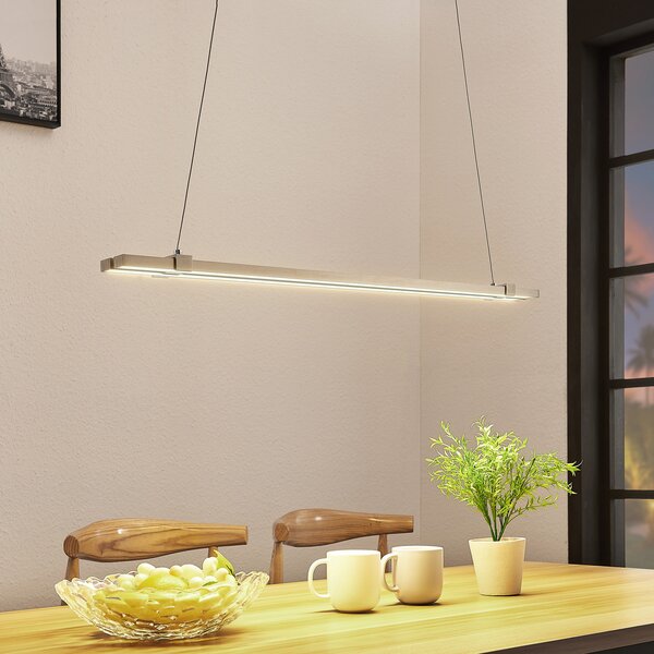 Lucande Lampa suspendată cu bară LED Tymon, îngustă, extensibilă, reglabil, Gri, Camera de zi / sufragerie, Metal, Modern