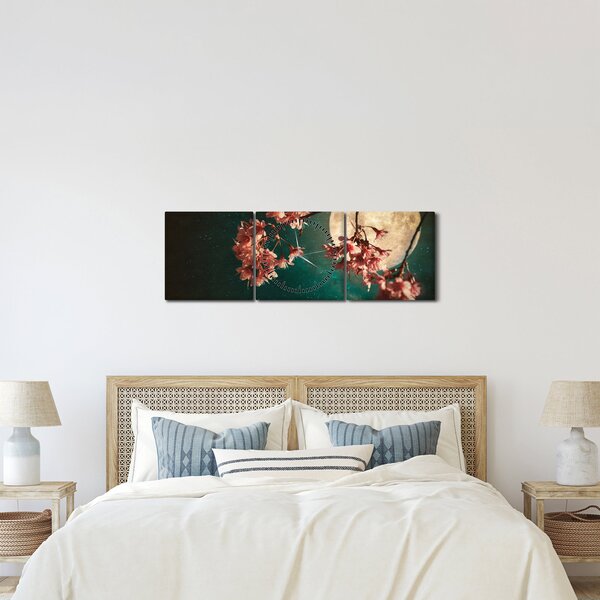 Tablou - Sakura în luna plină (cu ceas) (90x30 cm)