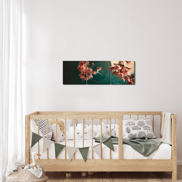 Tablou - Sakura în luna plină (cu ceas) (90x30 cm)