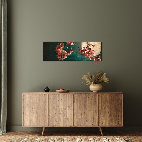Tablou - Sakura în luna plină (cu ceas) (90x30 cm)