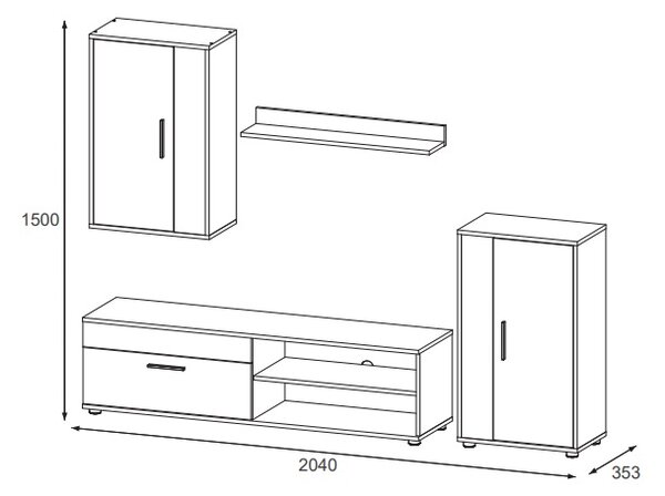 Mobilier living Beth (Stejar sonoma + Alb). 1041891