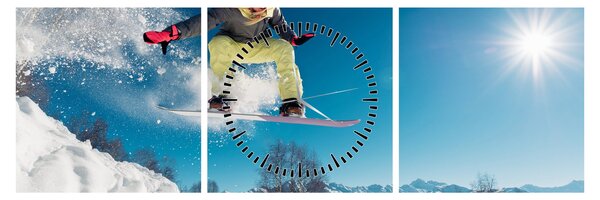 Tablou - Snowboarder (cu ceas) (90x30 cm)