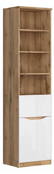 Raft Avifera 115, Stejar Wotan, Alb lucios, PAL laminat, 198x50x40cm, 39 kg