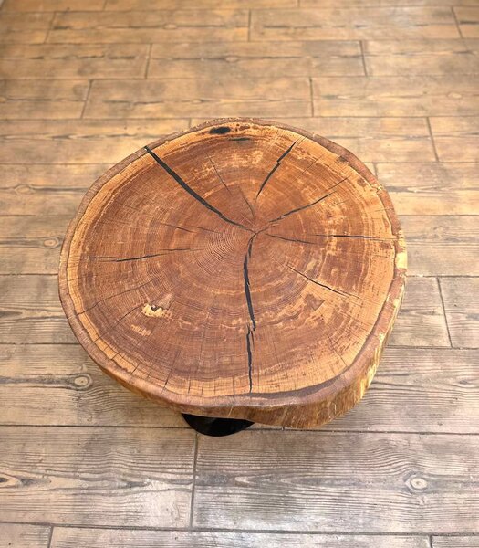 Măsuță de cafea „Oak Titan” – stejar masiv cu inserții de rășină - 88x78 cm