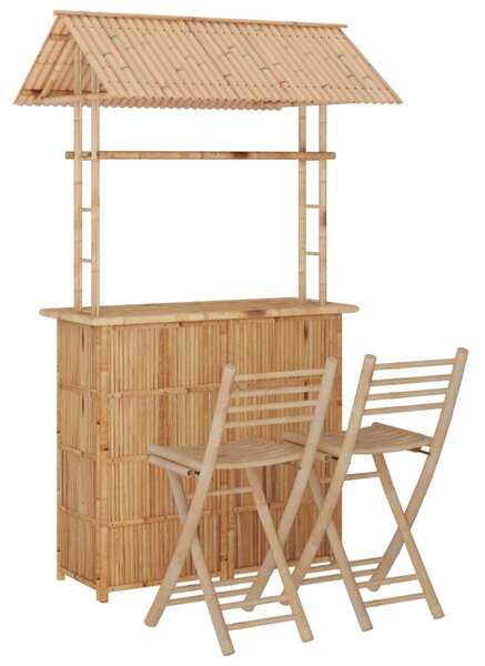 Set mobilier de bar, 3 piese, bambus