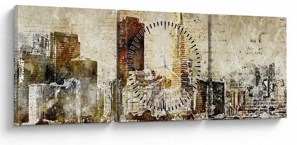 Tablou - Oraș artistic (cu ceas) (90x30 cm)