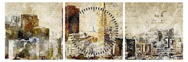 Tablou - Oraș artistic (cu ceas) (90x30 cm)