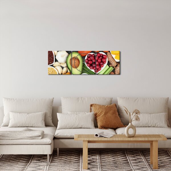 Tablou - Alimente sănătoase (cu ceas) (90x30 cm)