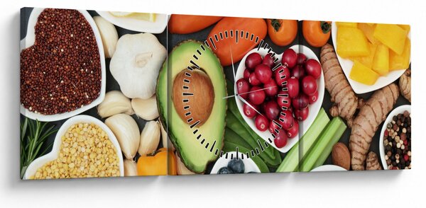 Tablou - Alimente sănătoase (cu ceas) (90x30 cm)