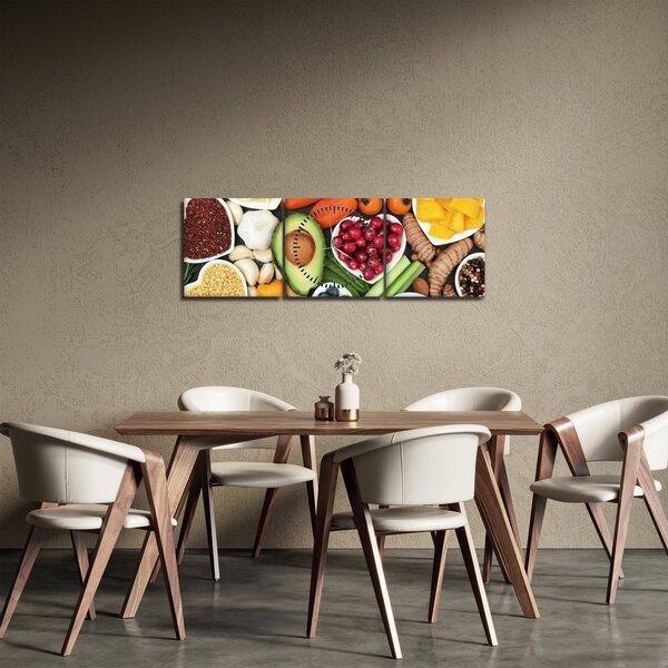 Tablou - Alimente sănătoase (cu ceas) (90x30 cm)