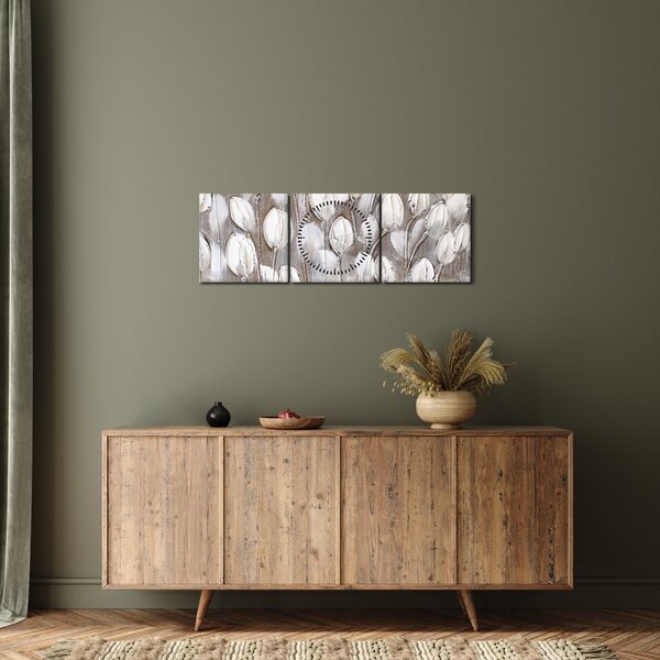 Tablou - Lalele structurate (cu ceas) (90x30 cm)