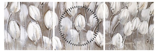 Tablou - Lalele structurate (cu ceas) (90x30 cm)