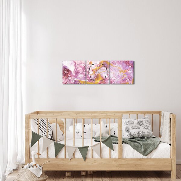 Tablou - Abstract roz (cu ceas) (90x30 cm)