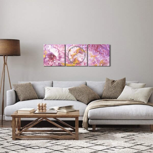 Tablou - Abstract roz (cu ceas) (90x30 cm)