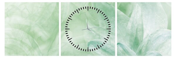 Tablou - Floare verde (cu ceas) (90x30 cm)