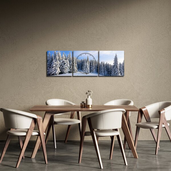 Tablou - Iarna in pădure (cu ceas) (90x30 cm)