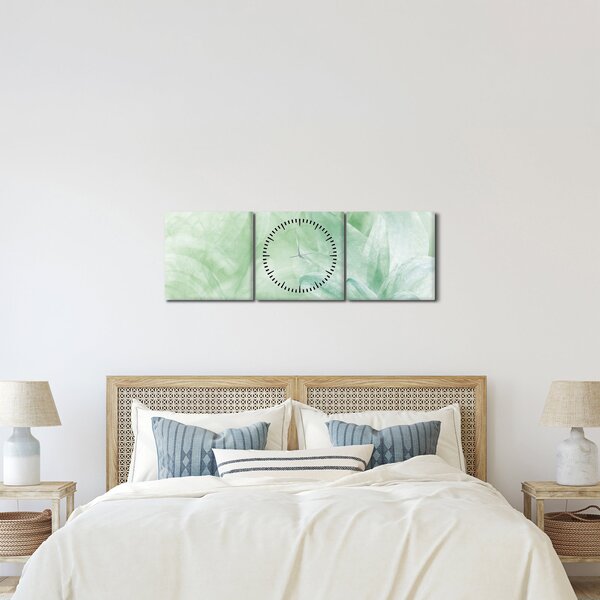 Tablou - Floare verde (cu ceas) (90x30 cm)