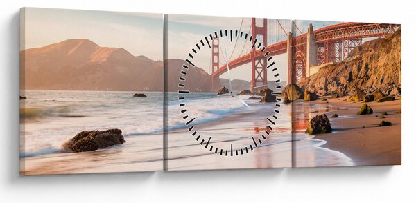 Tablou - Golden Gate Bridge (cu ceas) (90x30 cm)
