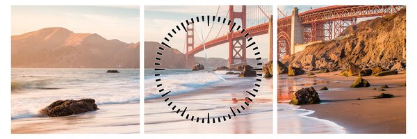 Tablou - Golden Gate Bridge (cu ceas) (90x30 cm)