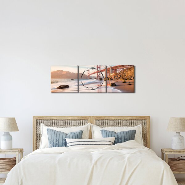 Tablou - Golden Gate Bridge (cu ceas) (90x30 cm)