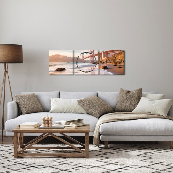 Tablou - Golden Gate Bridge (cu ceas) (90x30 cm)