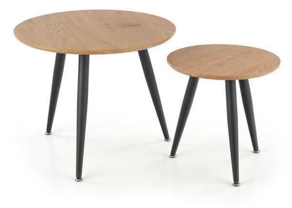 Set de măsuțe de cafea Houston 1214, Negru, Stejar auriu, Metal, 48cm, 9 kg